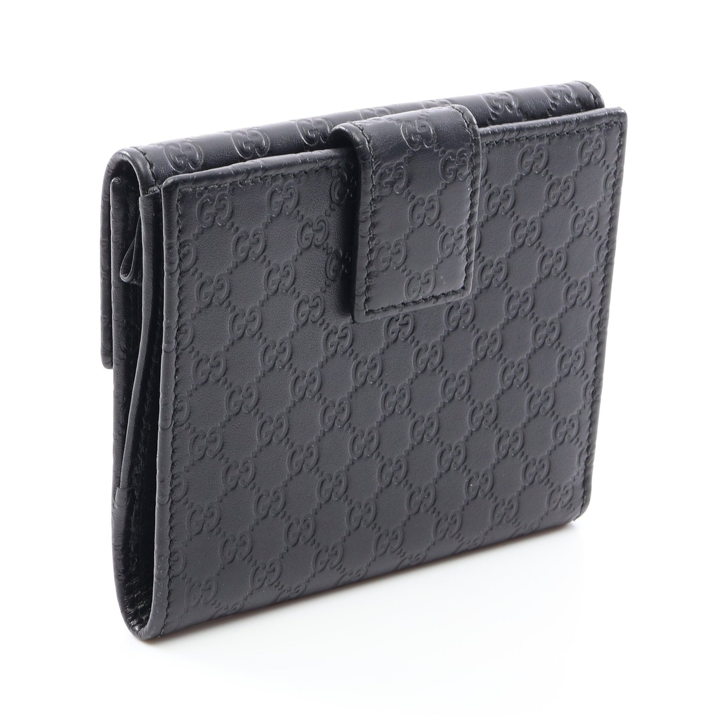 マイクログッチシマ 二つ折り財布 Wホック財布 レザー ブラック グッチ 財布・小物 GUCCI