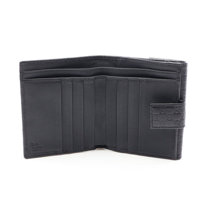マイクログッチシマ 二つ折り財布 Wホック財布 レザー ブラック グッチ 財布・小物 GUCCI