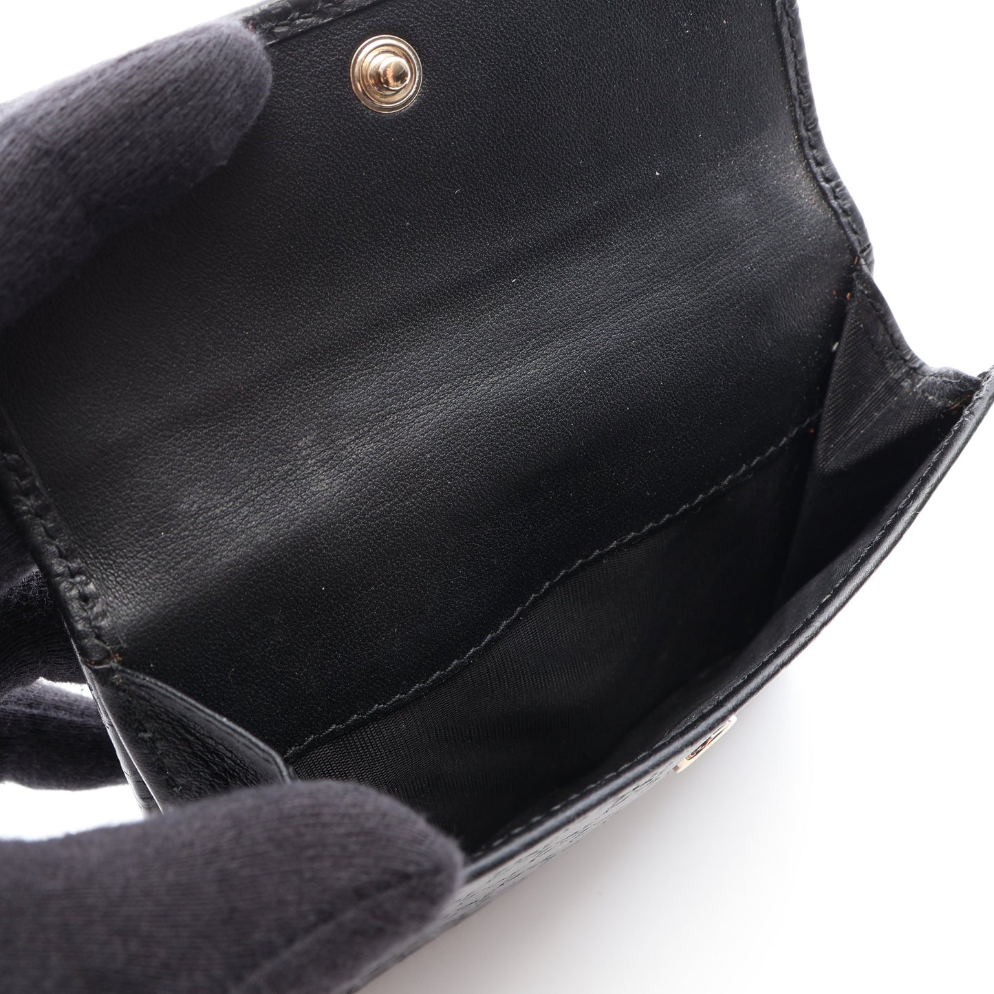 マイクログッチシマ 二つ折り財布 Wホック財布 レザー ブラック グッチ 財布・小物 GUCCI