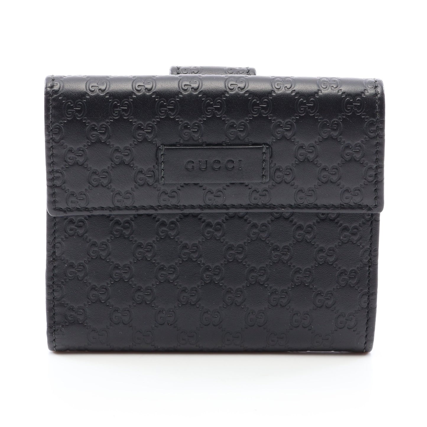 マイクログッチシマ 二つ折り財布 Wホック財布 レザー ブラック グッチ 財布・小物 GUCCI