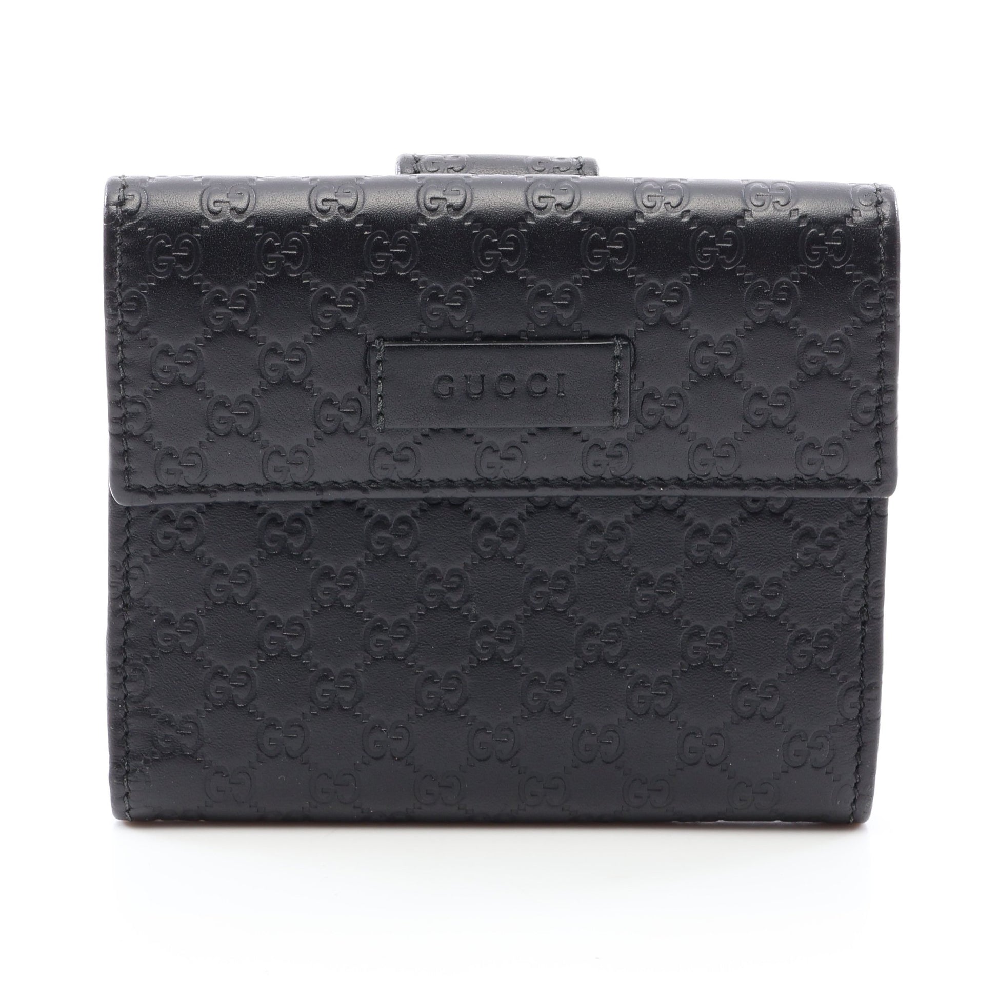 マイクログッチシマ 二つ折り財布 Wホック財布 レザー ブラック グッチ 財布・小物 GUCCI