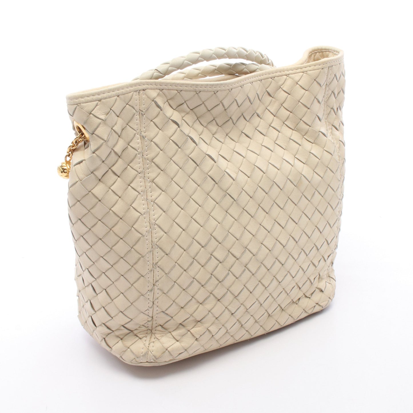 イントレチャート ショルダーバッグ レザー アイボリー ボッテガヴェネタ バッグ BOTTEGA VENETA
