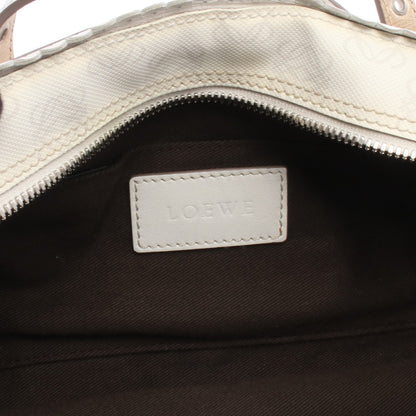 アナグラム リボン ハンドバッグ PVC レザー ホワイト ライトグレー ロエベ バッグ LOEWE