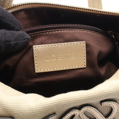 アナグラム ハンドバッグ キャンバス レザー カーキベージュ シャンパンゴールド ロエベ バッグ LOEWE