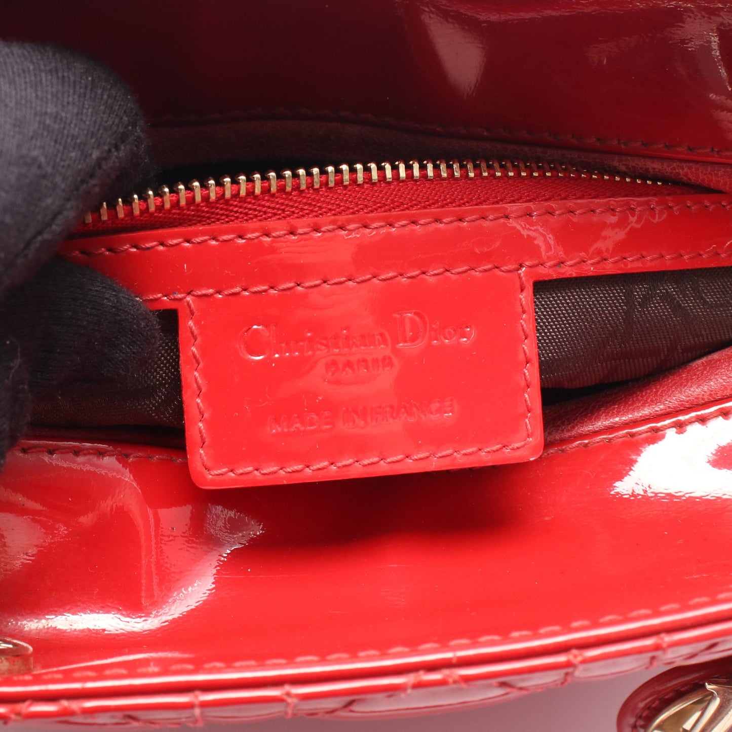 LADY DIOR レディディオール カナージュ 2WAY ハンドバッグ エナメルレザー レッド クリスチャンディオール バッグ Christian Dior