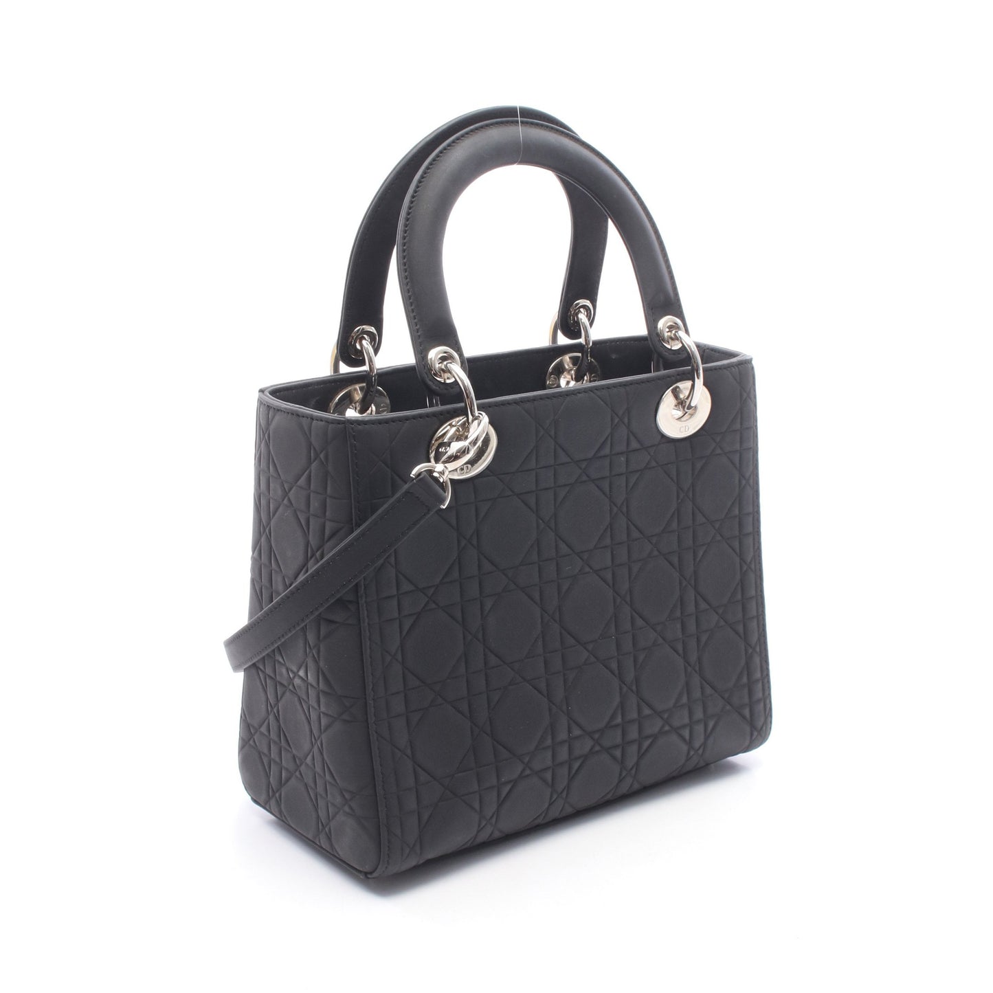 LADY DIOR レディディオール カナージュ 2WAY ハンドバッグ レザー ブラック クリスチャンディオール バッグ Christian Dior