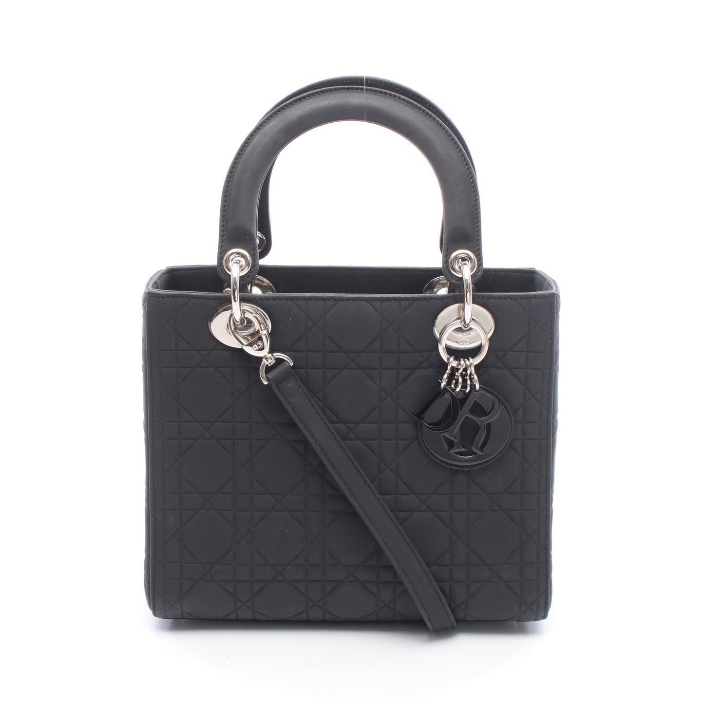 LADY DIOR レディディオール カナージュ 2WAY ハンドバッグ レザー ブラック クリスチャンディオール バッグ Christian Dior