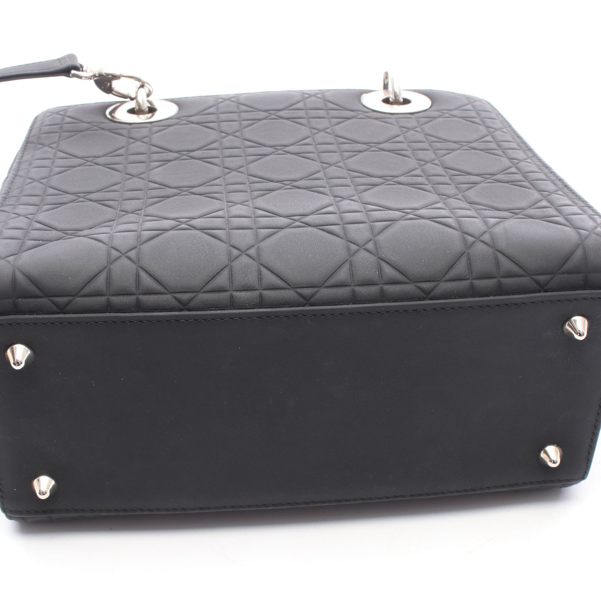 LADY DIOR レディディオール カナージュ 2WAY ハンドバッグ レザー ブラック クリスチャンディオール バッグ Christian Dior
