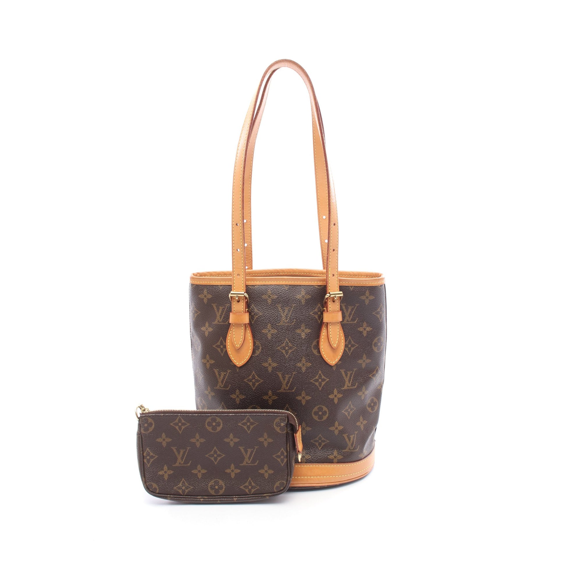バケットPM モノグラム ハンドバッグ PVC レザー ブラウン ルイヴィトン バッグ LOUIS VUITTON
