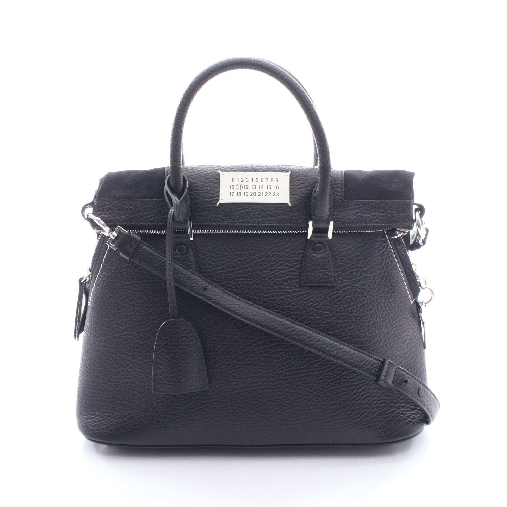 5AC ミディアム 2WAY ハンドバッグ レザー キャンバス ブラック メゾンマルジェラ11 バッグ Maison Margiela 11