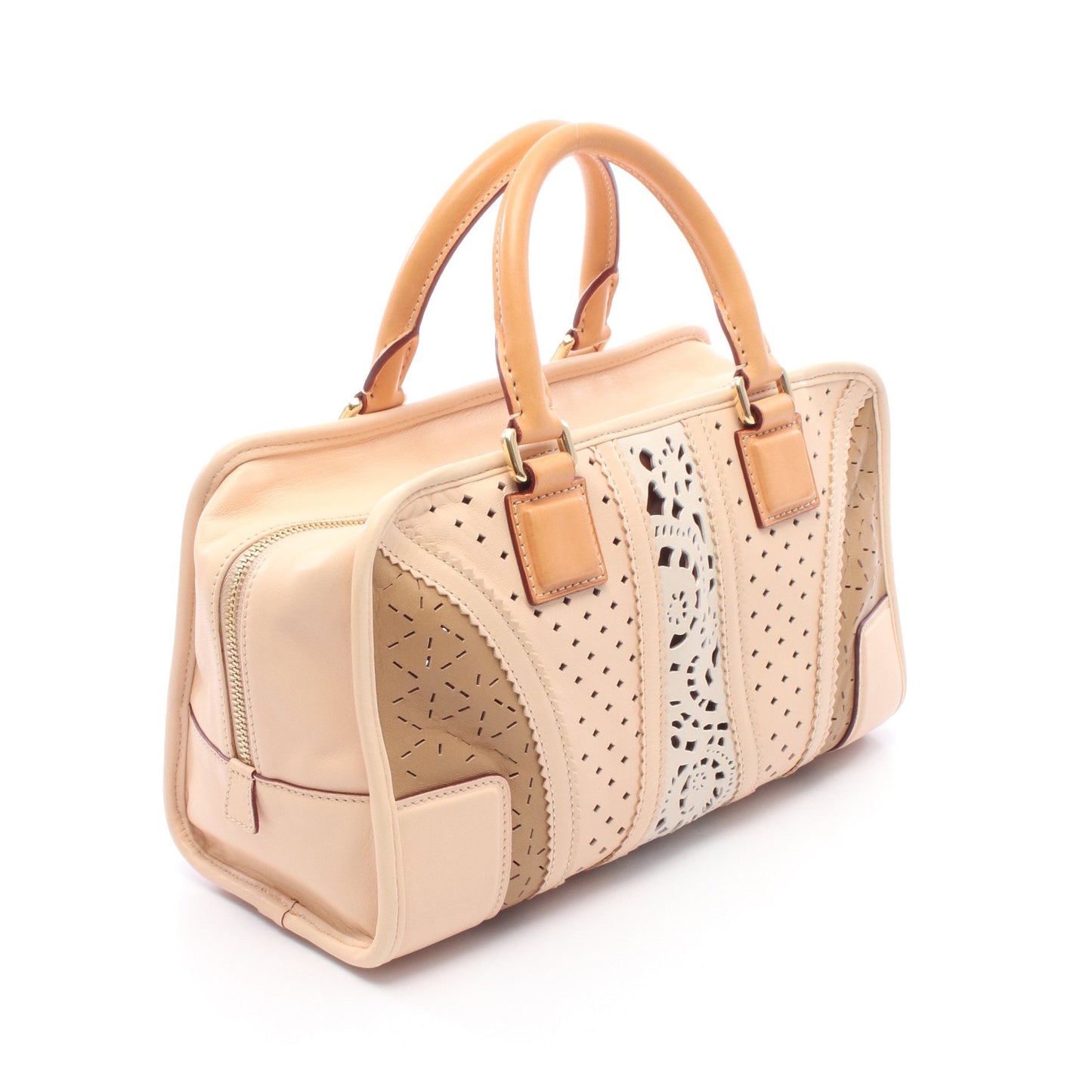 アマソナ28 ハンドバッグ レザー ベージュ グレーブラウン マルチカラー ロエベ バッグ LOEWE
