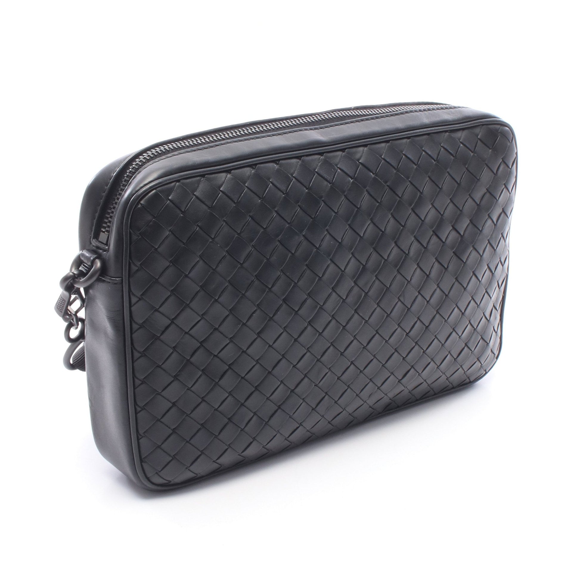 イントレチャート ショルダーバッグ レザー ブラック ボッテガヴェネタ バッグ BOTTEGA VENETA