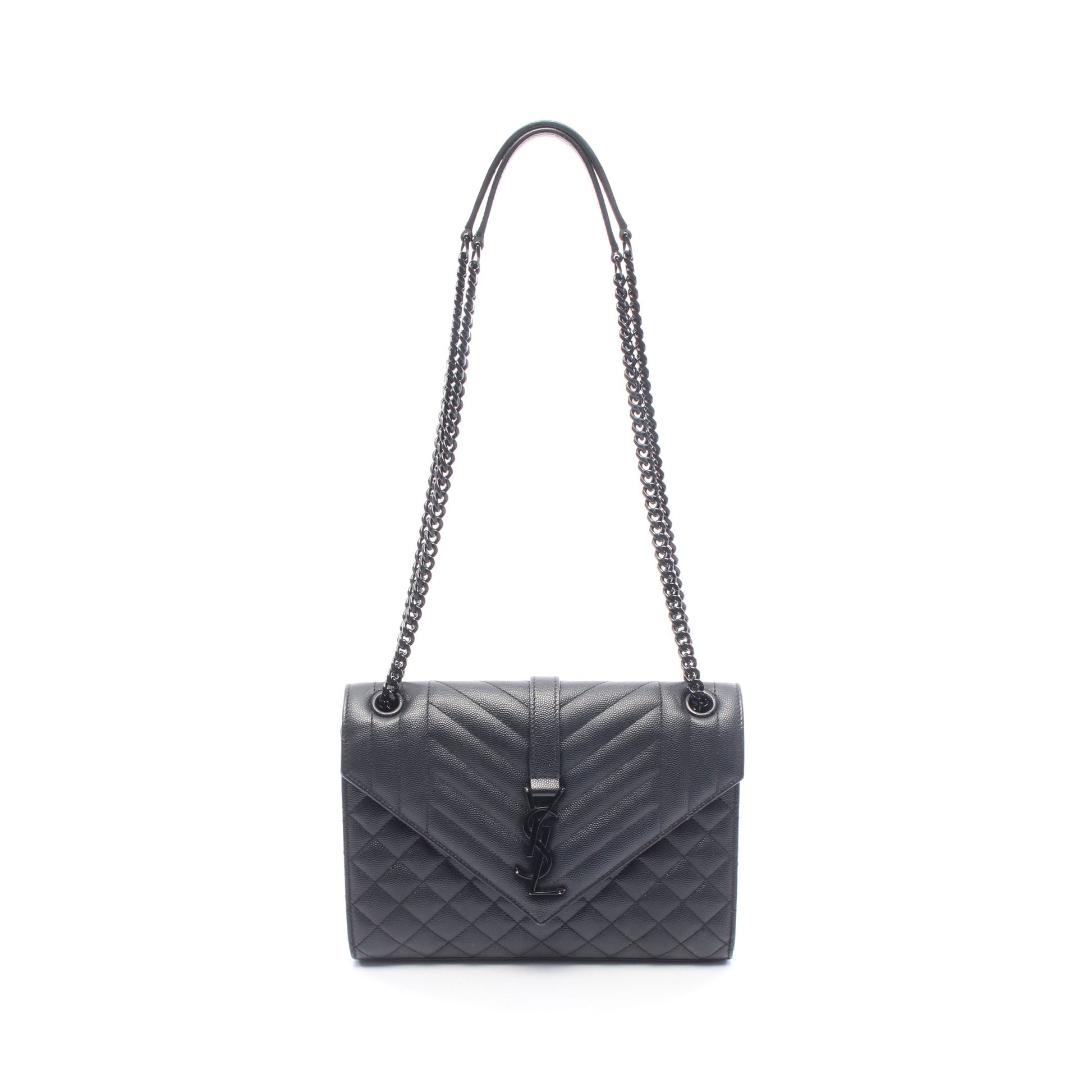 エンヴェロップ ミディアム チェーンショルダーバッグ レザー ブラック サンローランパリ バッグ SAINT LAURENT PARIS