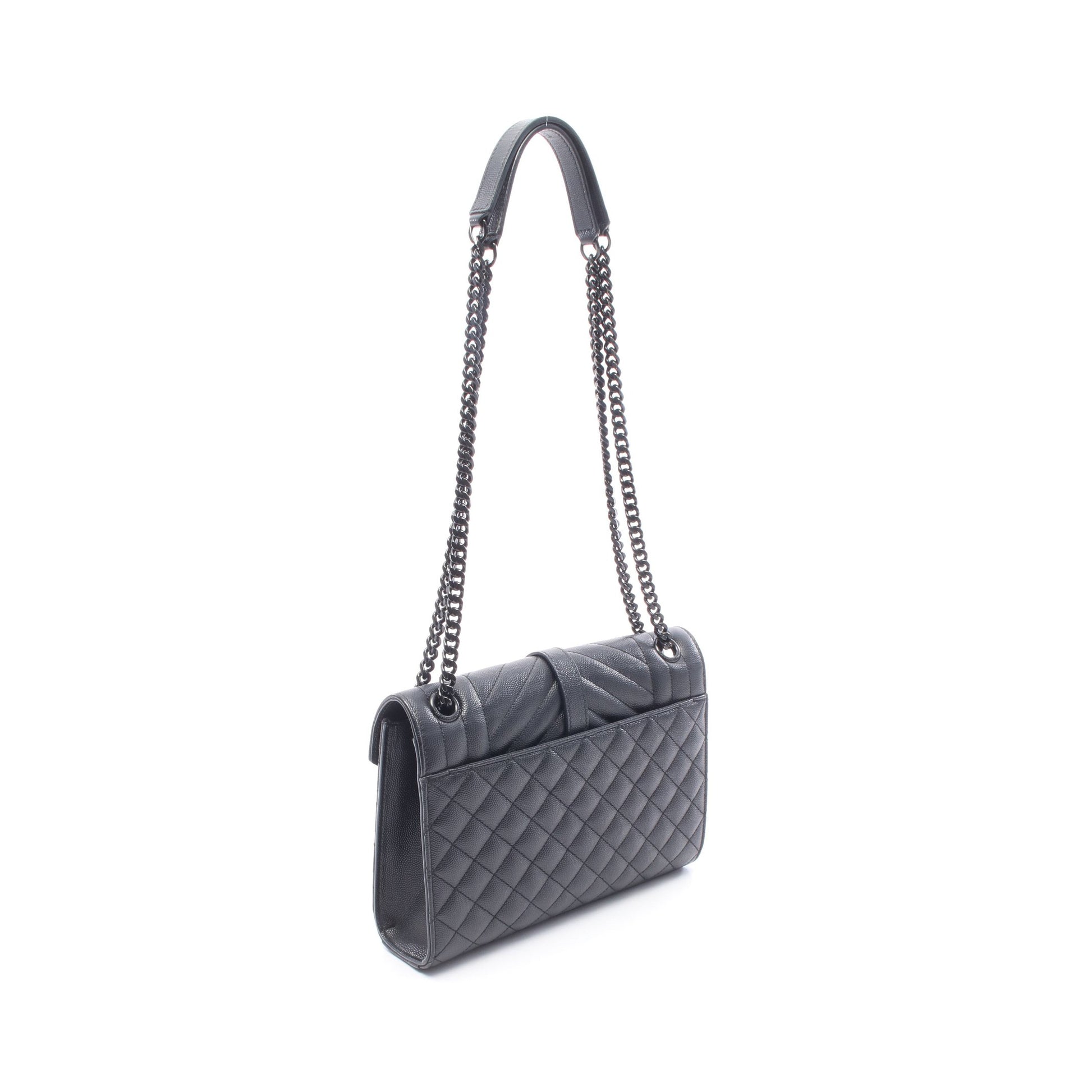 エンヴェロップ ミディアム チェーンショルダーバッグ レザー ブラック サンローランパリ バッグ SAINT LAURENT PARIS