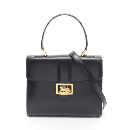 馬車金具 2WAY ハンドバッグ レザー ブラック セリーヌ バッグ CELINE