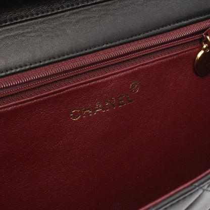 マトラッセ シングルフラップ チェーンショルダーバッグ ラムスキン ブラック ゴールド金具 シャネル バッグ CHANEL