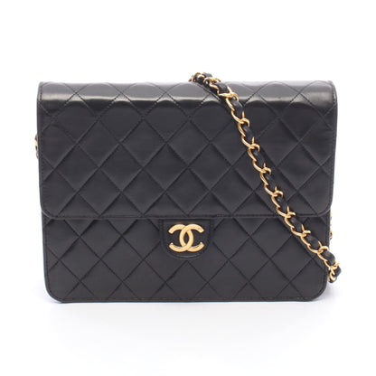 マトラッセ シングルフラップ チェーンショルダーバッグ ラムスキン ブラック ゴールド金具 シャネル バッグ CHANEL