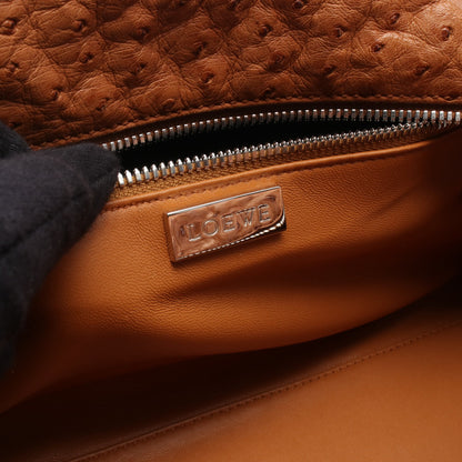 アマソナ28 ハンドバッグ オーストリッチ ブラウン オレンジ ロエベ バッグ LOEWE