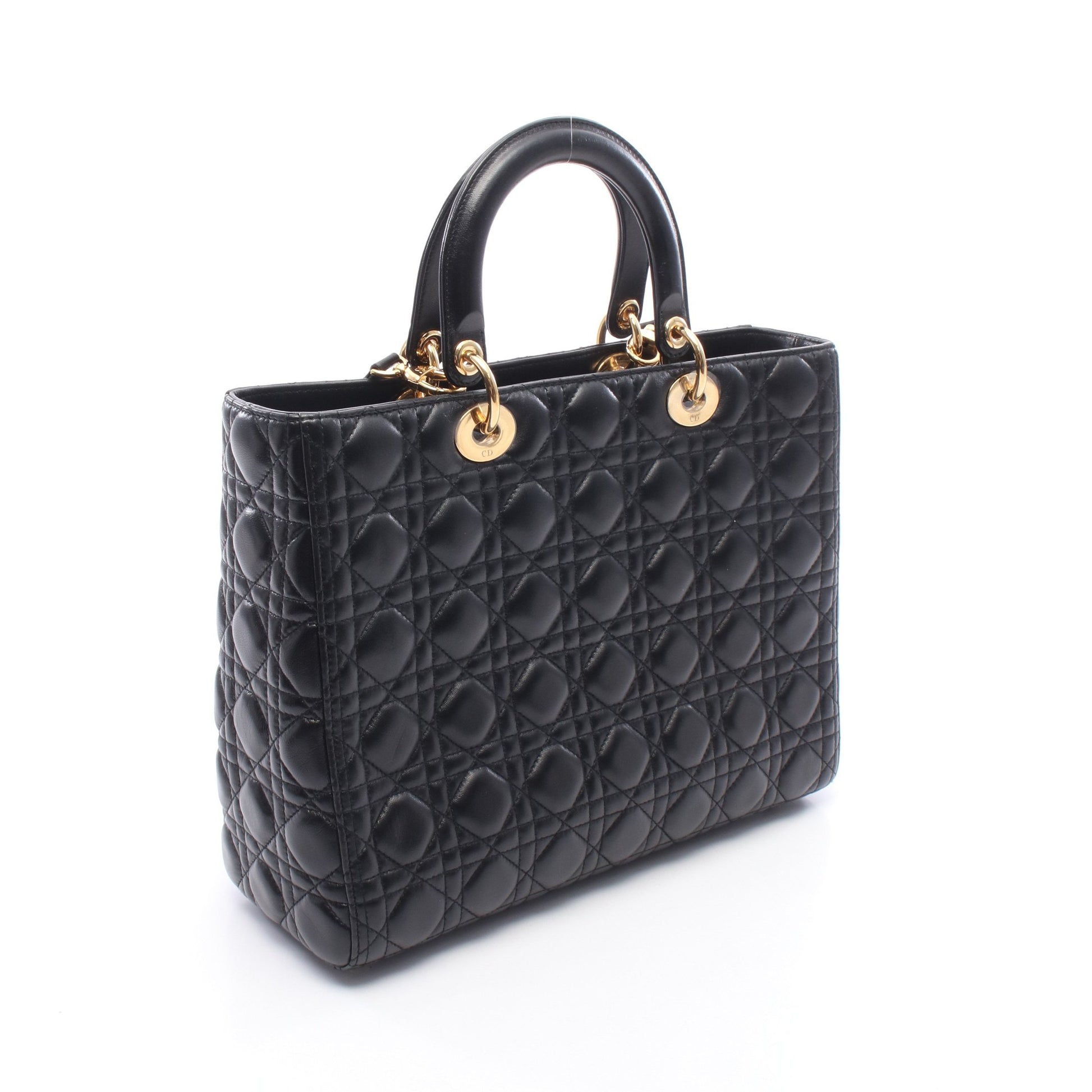 レディディオール ラージ カナージュ 2WAY ハンドバッグ レザー ブラック クリスチャンディオール バッグ Christian Dior