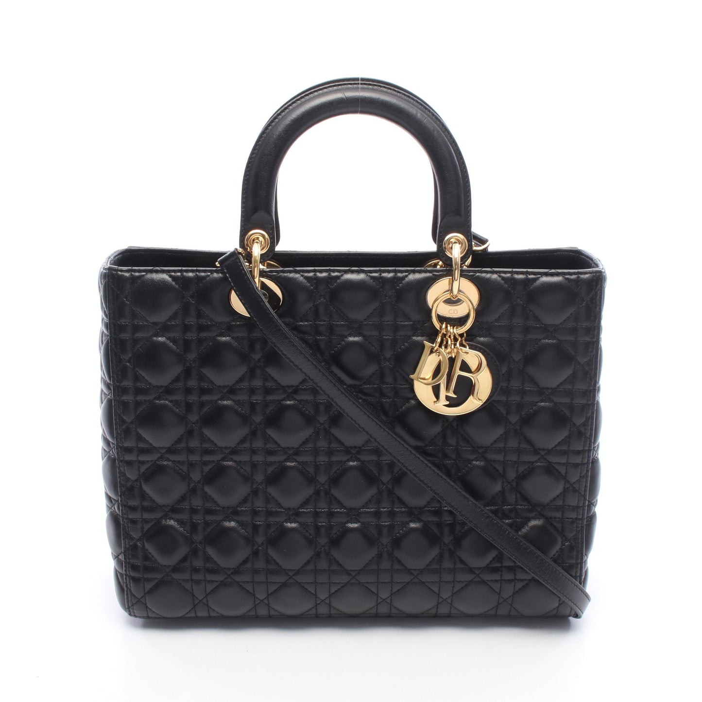 レディディオール ラージ カナージュ 2WAY ハンドバッグ レザー ブラック クリスチャンディオール バッグ Christian Dior