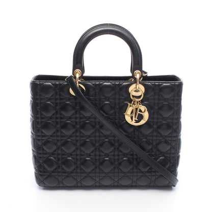 レディディオール ラージ カナージュ 2WAY ハンドバッグ レザー ブラック クリスチャンディオール バッグ Christian Dior
