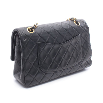 マトラッセ Wフラップ Wチェーンショルダーバッグ ラムスキン ブラック ゴールド金具 シャネル バッグ CHANEL