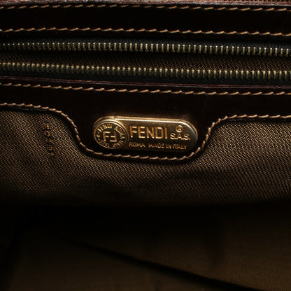 ズッカ ハンドバッグ トートバッグ キャンバス レザー ブラウン ダークブラウン フェンディ バッグ FENDI