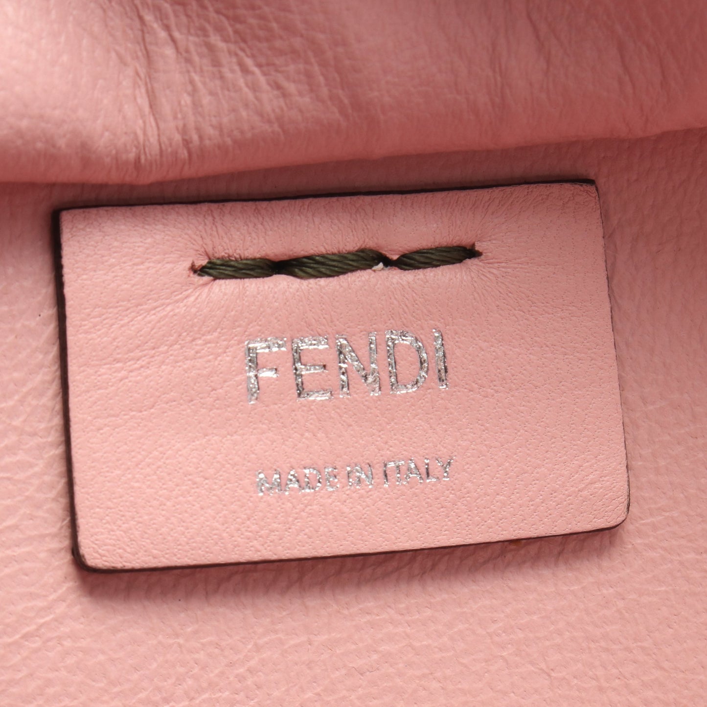 トロワジュール 2WAY ハンドバッグ レザー カーキグリーン ピンク フェンディ バッグ FENDI