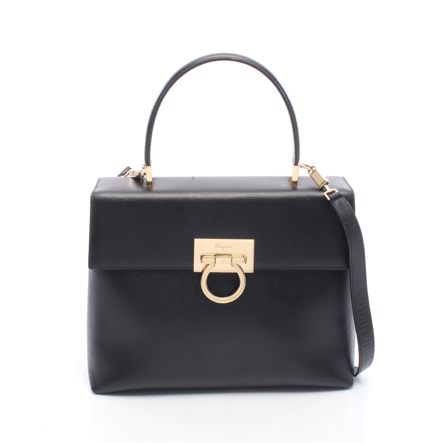 ガンチーニ 2WAY ハンドバッグ レザー ブラック サルヴァトーレフェラガモ バッグ Salvatore Ferragamo