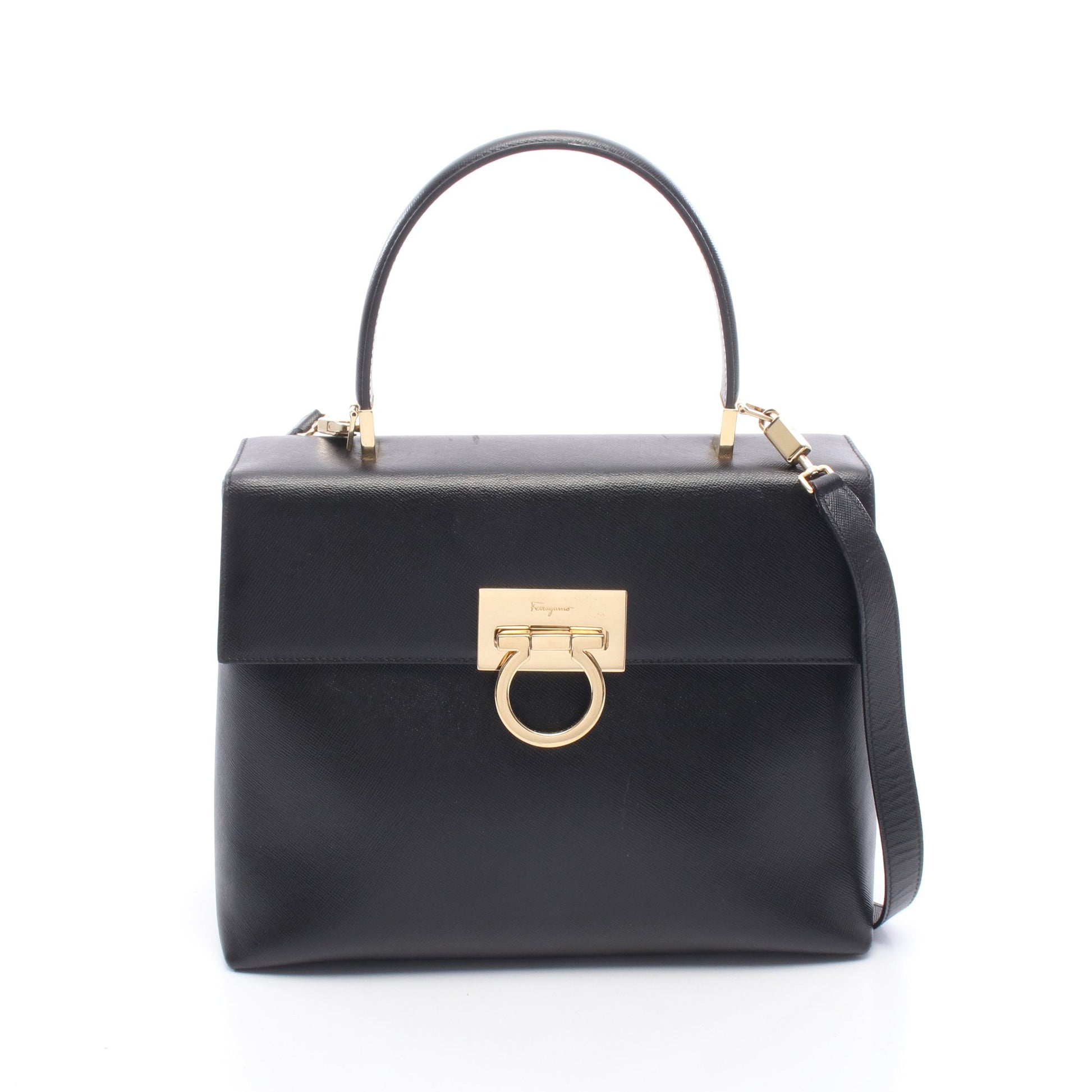 ガンチーニ 2WAY ハンドバッグ レザー ブラック サルヴァトーレフェラガモ バッグ Salvatore Ferragamo
