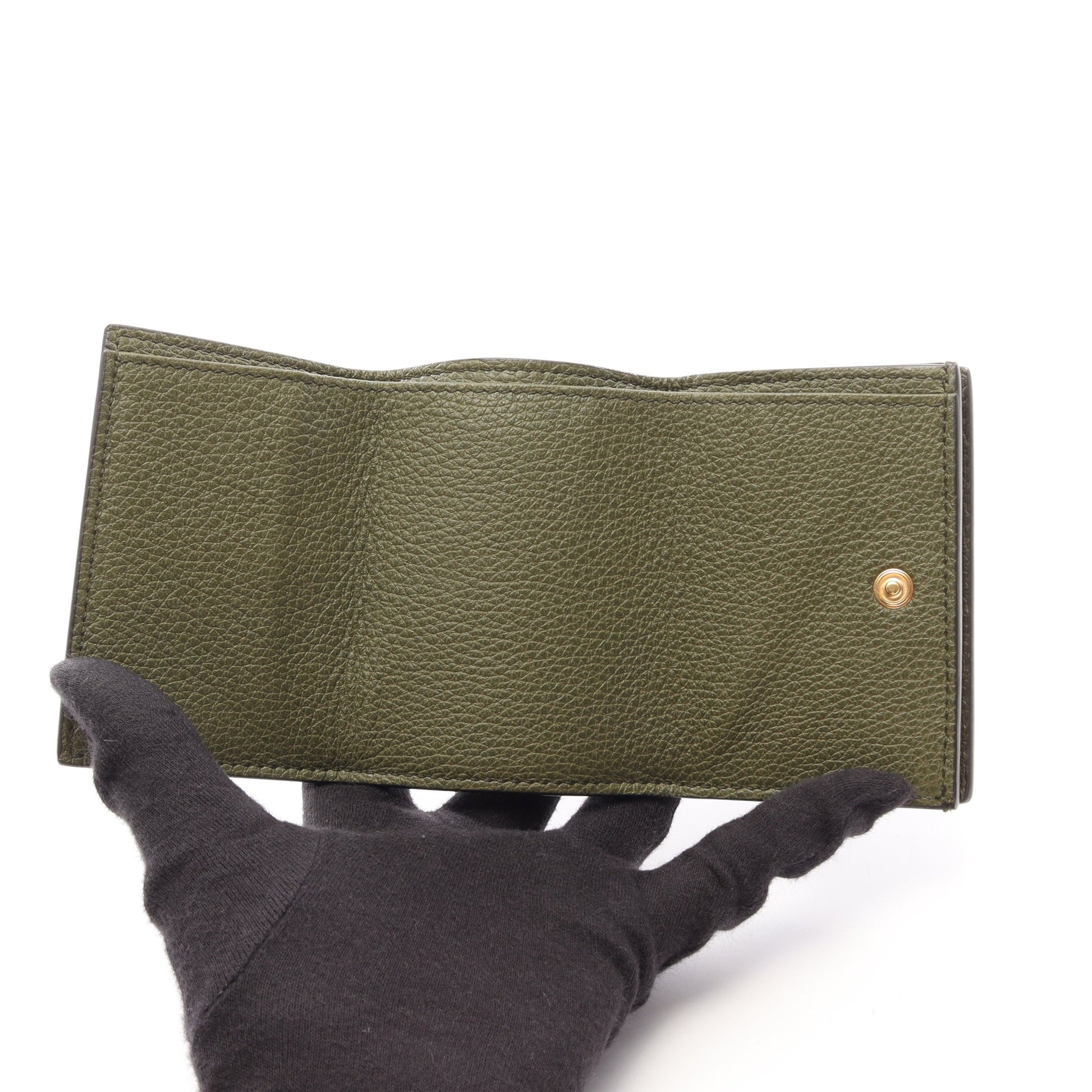 ミニウォレット ロゴ 三つ折り財布 レザー カーキグリーン グッチ 財布・小物 GUCCI
