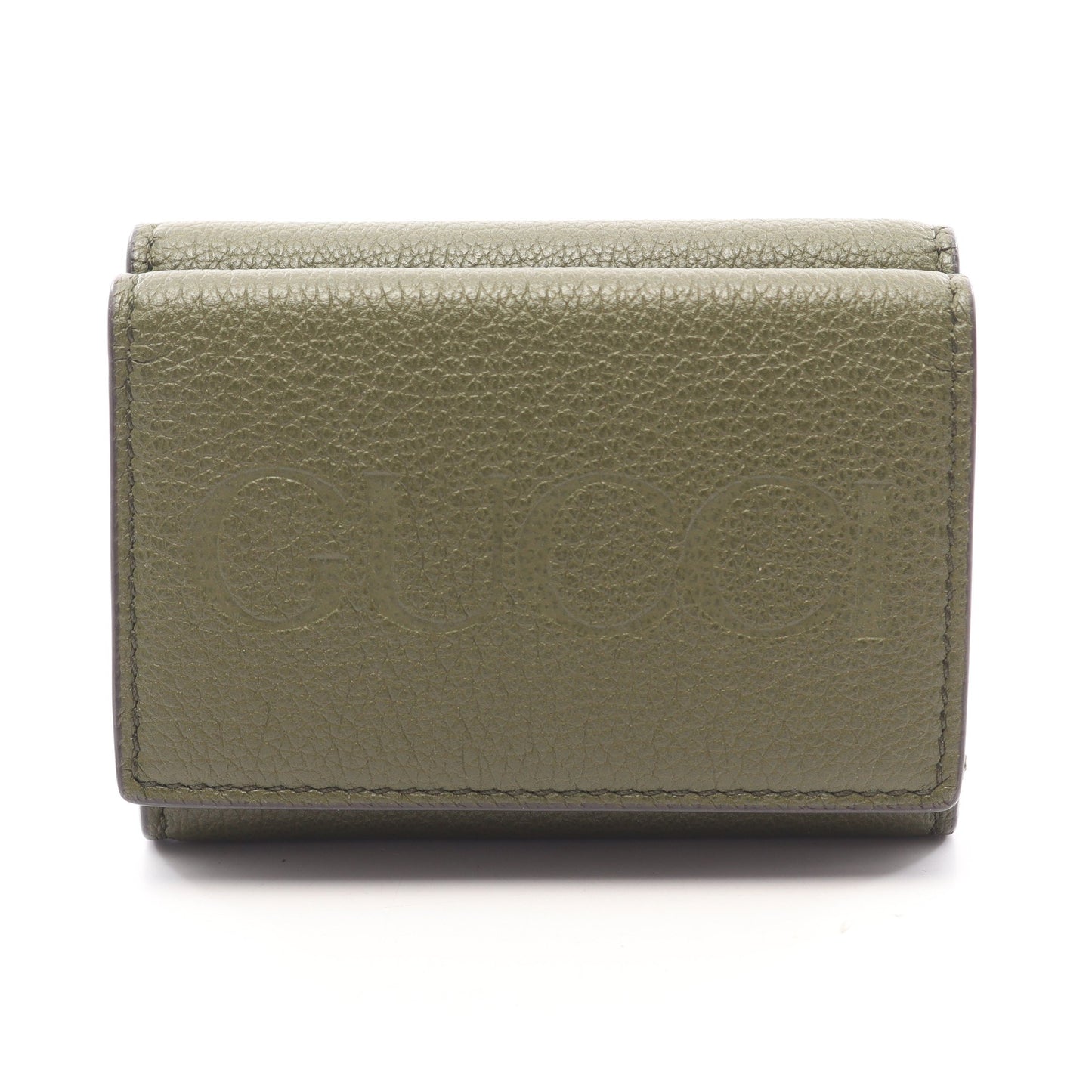 ミニウォレット ロゴ 三つ折り財布 レザー カーキグリーン グッチ 財布・小物 GUCCI