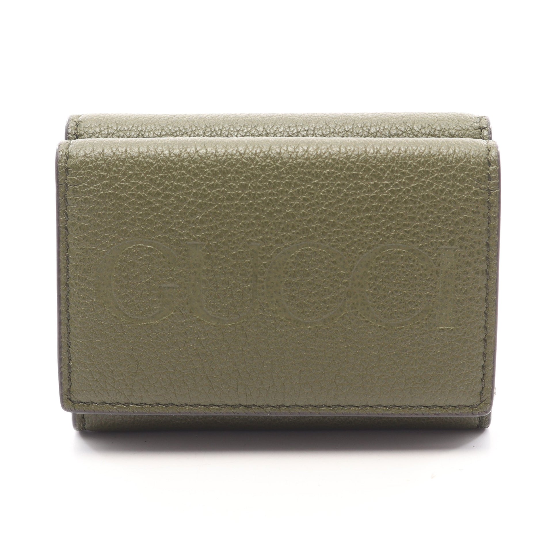 ミニウォレット ロゴ 三つ折り財布 レザー カーキグリーン グッチ 財布・小物 GUCCI