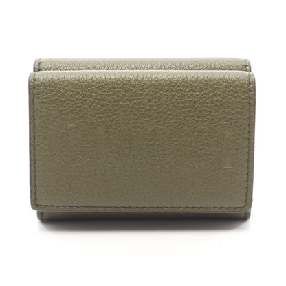 ミニウォレット ロゴ 三つ折り財布 レザー カーキグリーン グッチ 財布・小物 GUCCI