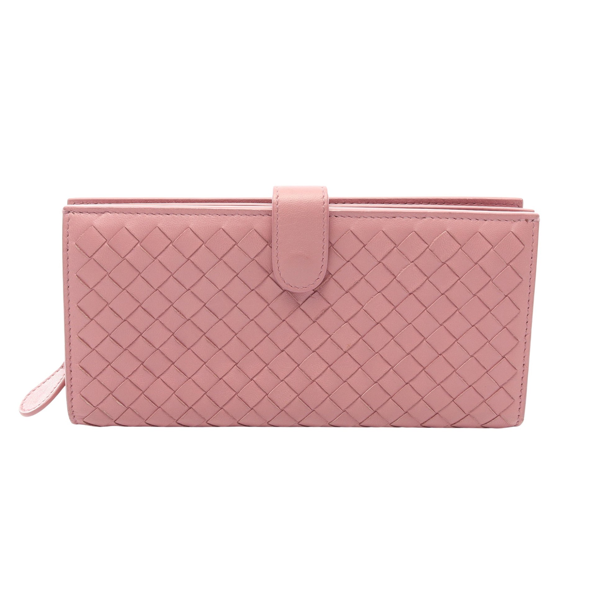 イントレチャート 二つ折り長財布 レザー ピンク ボッテガヴェネタ 財布・小物 BOTTEGA VENETA