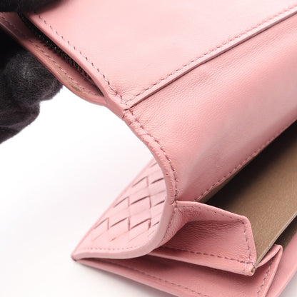 イントレチャート 二つ折り長財布 レザー ピンク ボッテガヴェネタ 財布・小物 BOTTEGA VENETA