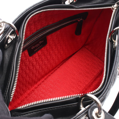 レディディオール ラージ カナージュ 2WAY ハンドバッグ レザー ブラック クリスチャンディオール バッグ Christian Dior