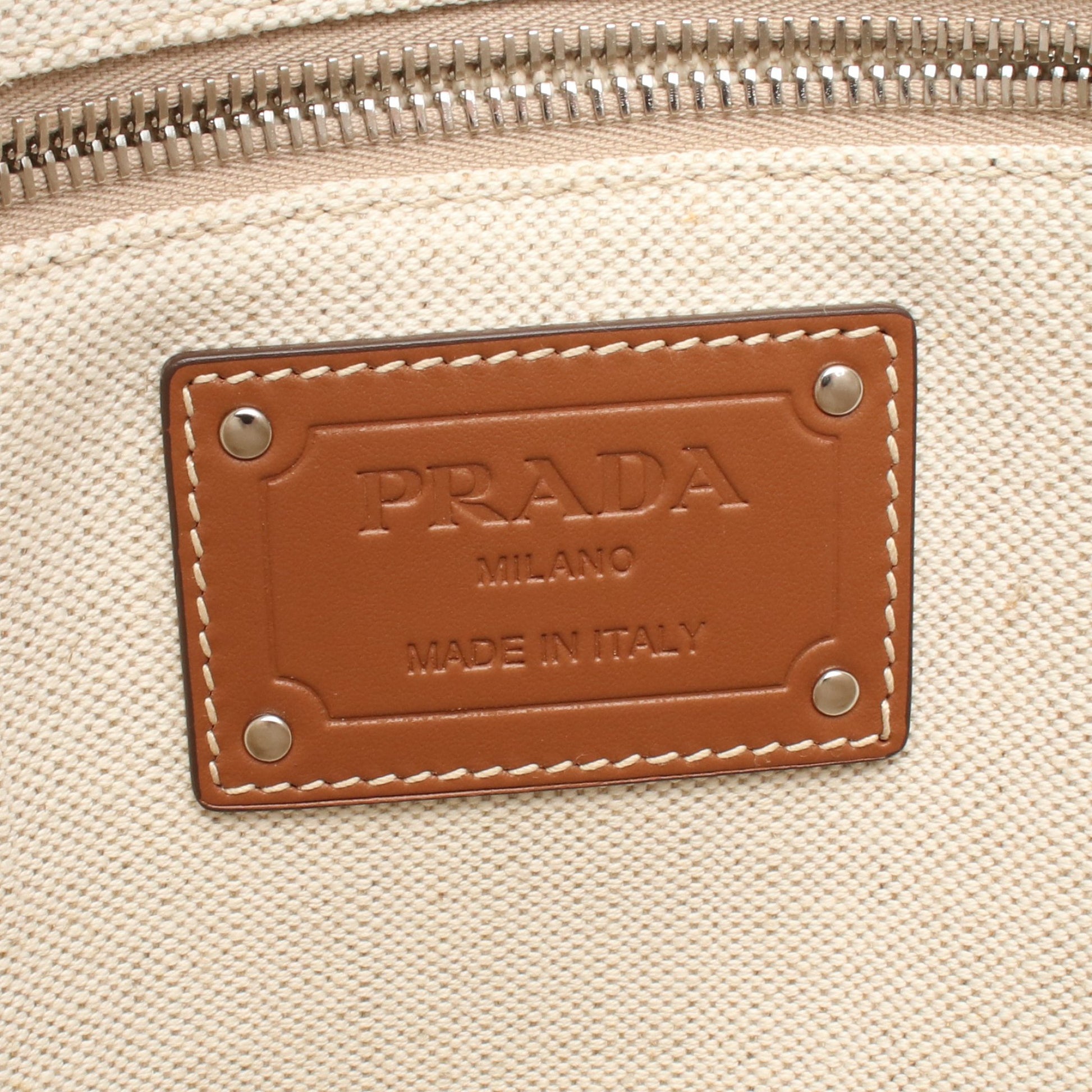 MISTOLINO+VITEL ショルダーバッグ トートバッグ キャンバス レザー アイボリー ブラウン プラダ バッグ PRADA