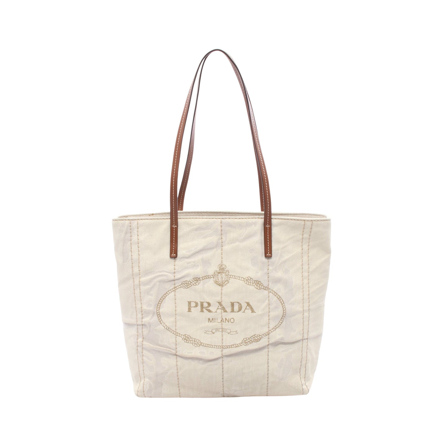 MISTOLINO+VITEL ショルダーバッグ トートバッグ キャンバス レザー アイボリー ブラウン プラダ バッグ PRADA