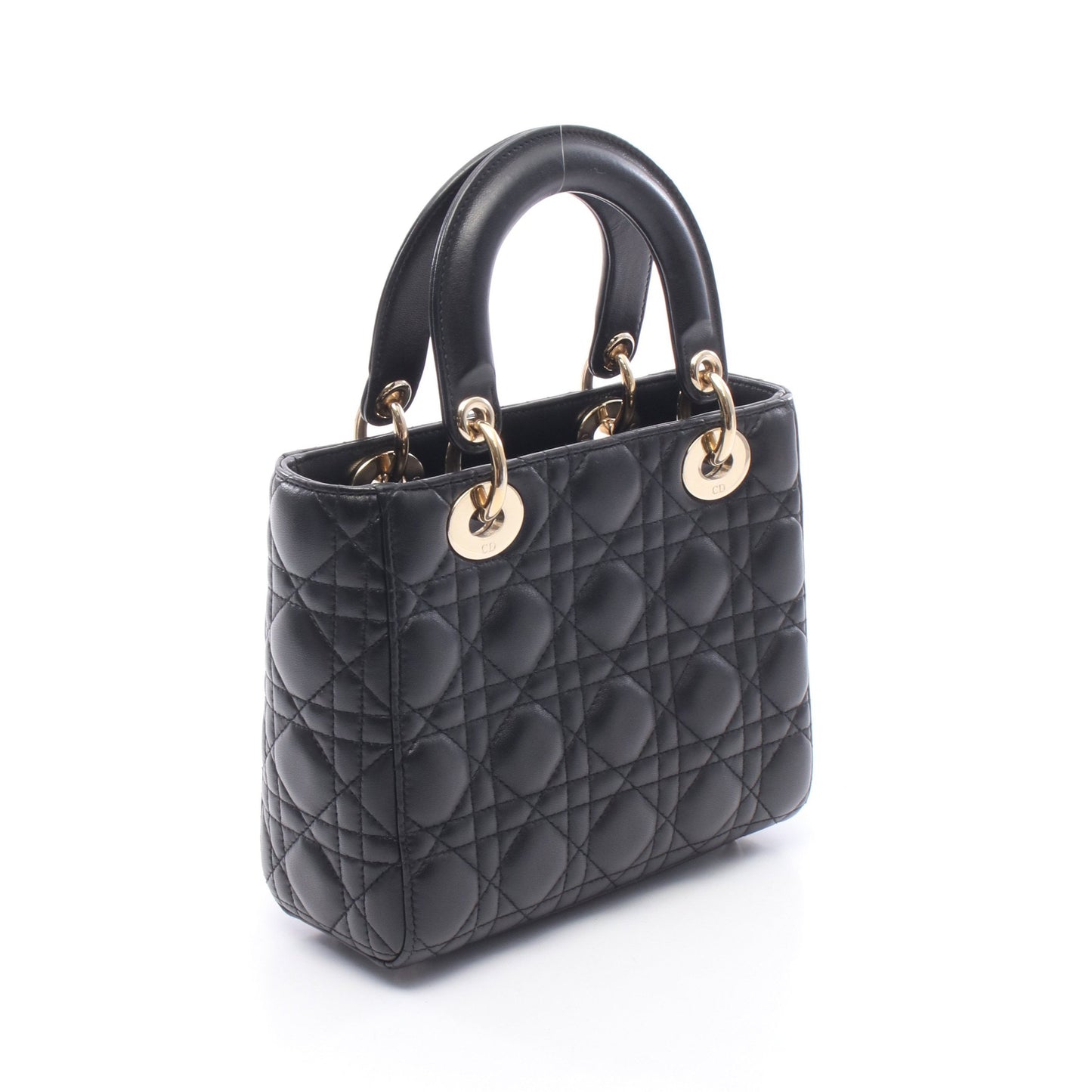 My ABCDior レディディオール スモール カナージュ 2WAY ハンドバッグ レザー ブラック クリスチャンディオール バッグ Christian Dior