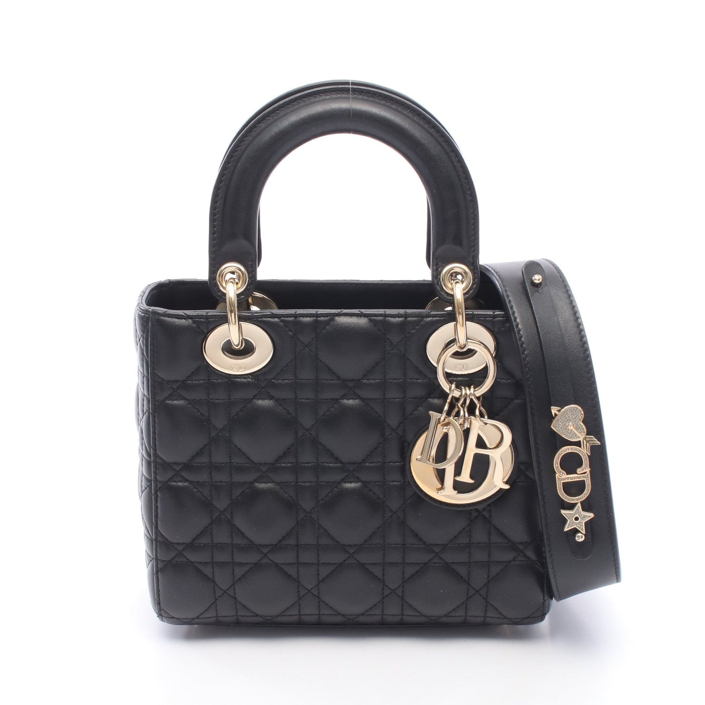 My ABCDior レディディオール スモール カナージュ 2WAY ハンドバッグ レザー ブラック クリスチャンディオール バッグ Christian Dior