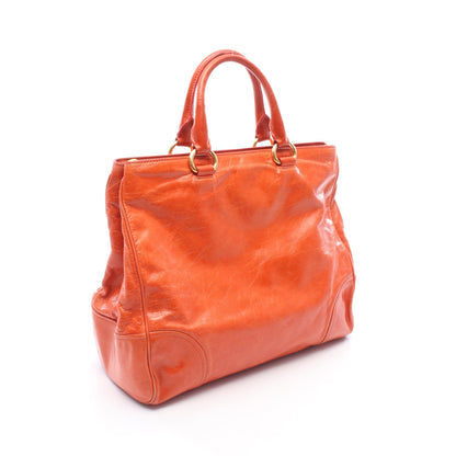 メタルロゴ 2WAY ハンドバッグ トートバッグ レザー オレンジ プラダ バッグ PRADA
