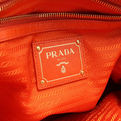 メタルロゴ 2WAY ハンドバッグ トートバッグ レザー オレンジ プラダ バッグ PRADA