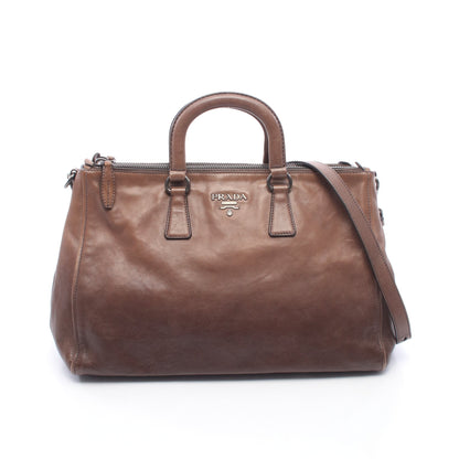 メタルロゴ グラデーション 2WAY ハンドバッグ トートバッグ レザー ダークブラウン プラダ バッグ PRADA