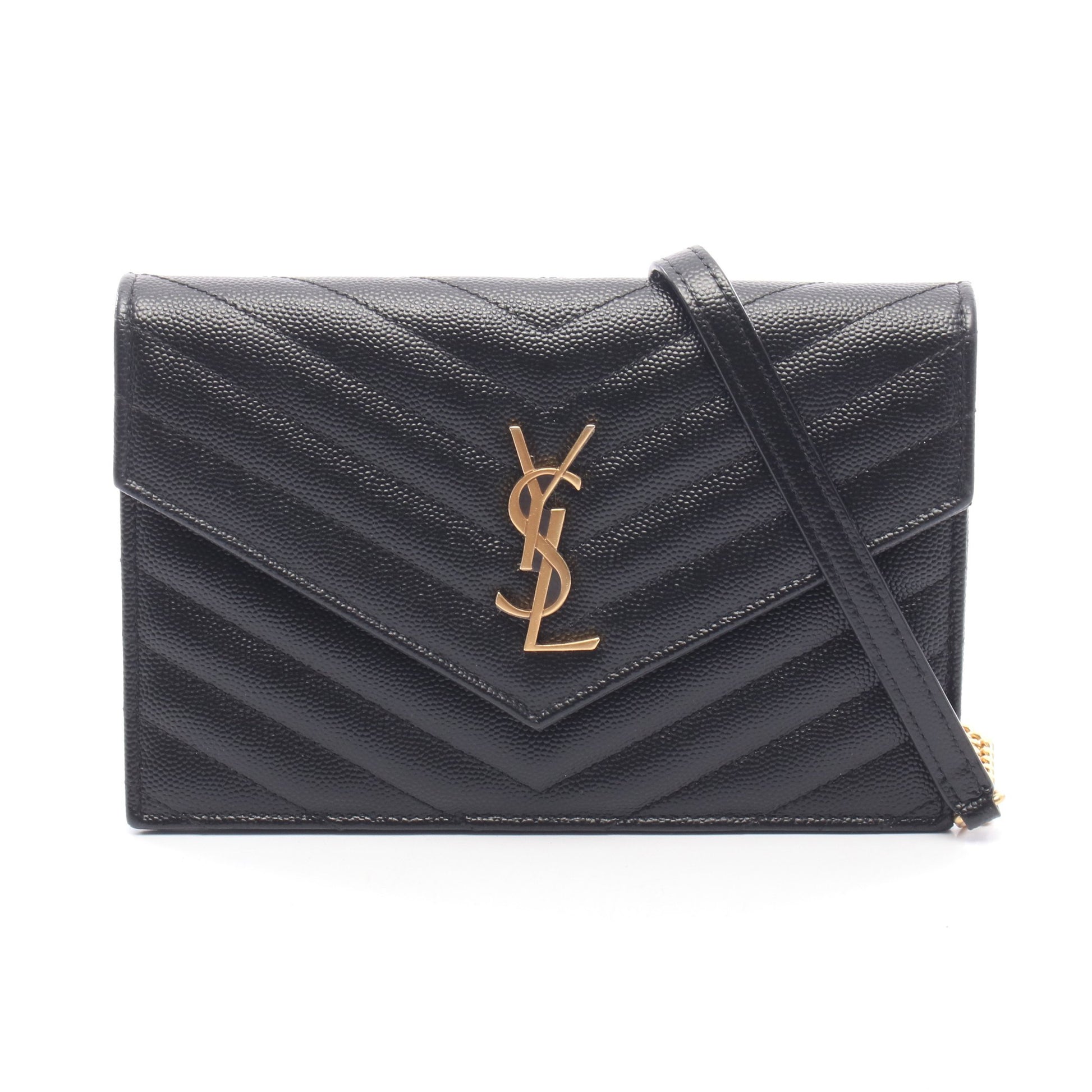 カサンドラ エンベロープ チェーンウォレット レザー ブラック サンローランパリ バッグ SAINT LAURENT PARIS