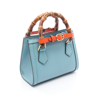 ダイアナ ミニ バンブー 2WAY ハンドバッグ トートバッグ レザー ターコイズブルー グッチ バッグ GUCCI