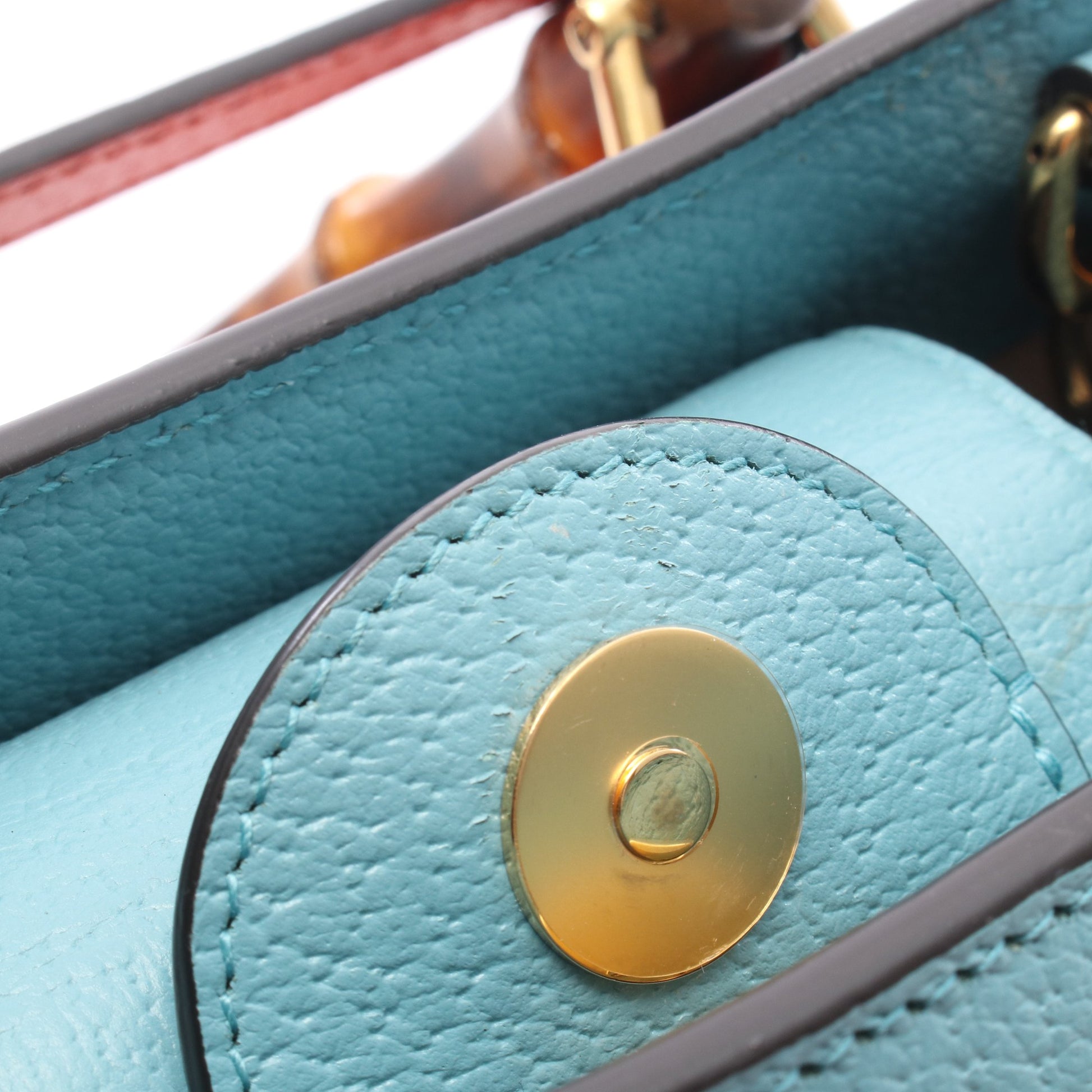 ダイアナ ミニ バンブー 2WAY ハンドバッグ トートバッグ レザー ターコイズブルー グッチ バッグ GUCCI