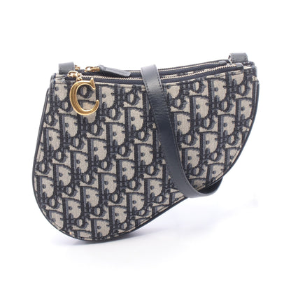 SADDLE サドル ポーチ オブリーク ショルダーバッグ キャンバス レザー ネイビー ベージュ クリスチャンディオール バッグ Christian Dior