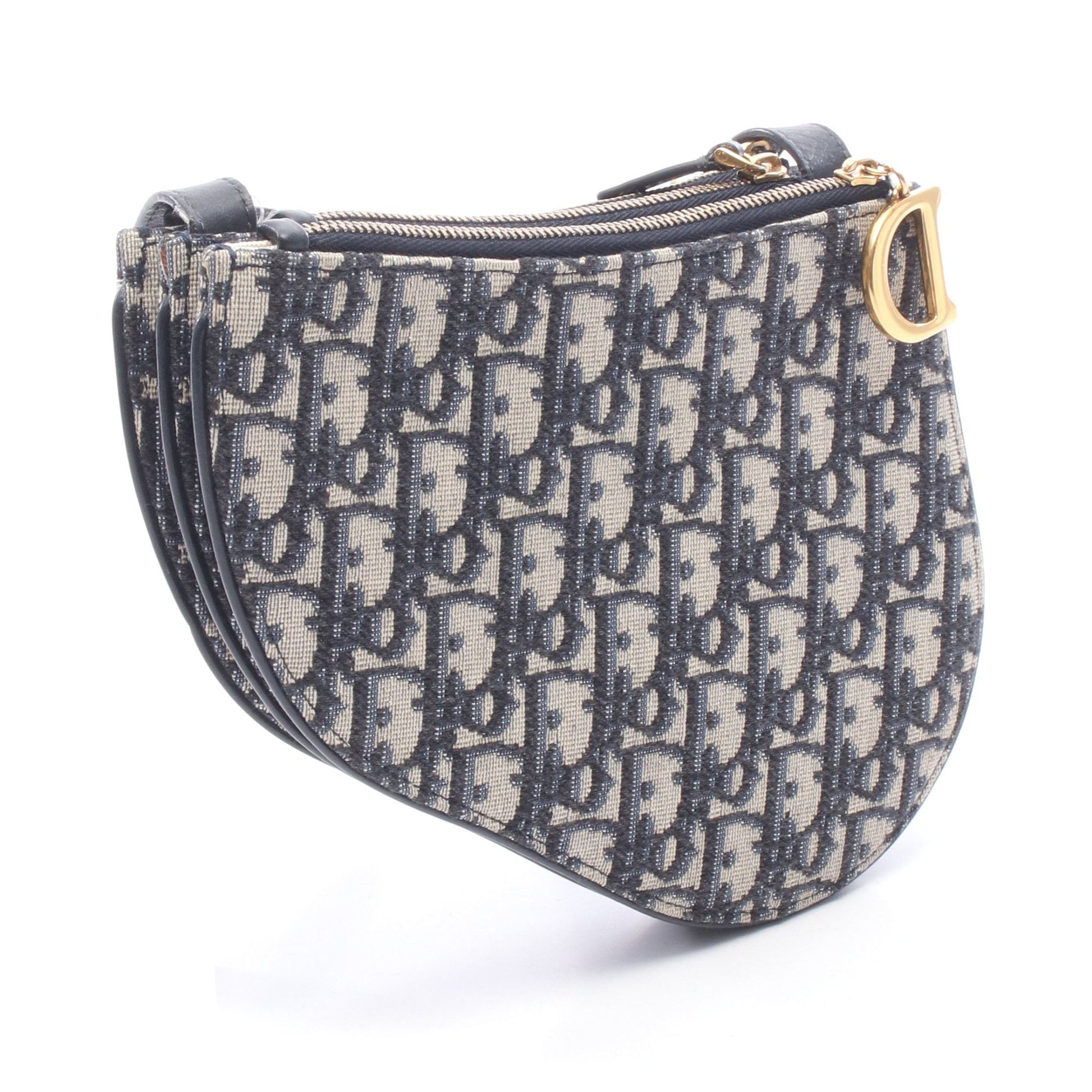 SADDLE サドル ポーチ オブリーク ショルダーバッグ キャンバス レザー ネイビー ベージュ クリスチャンディオール バッグ Christian Dior