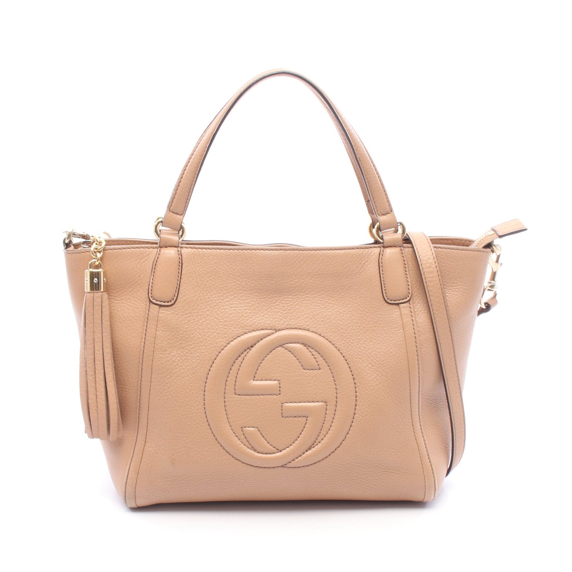 ソーホー インターロッキングG 2WAY ハンドバッグ レザー ピンクベージュ グッチ バッグ GUCCI